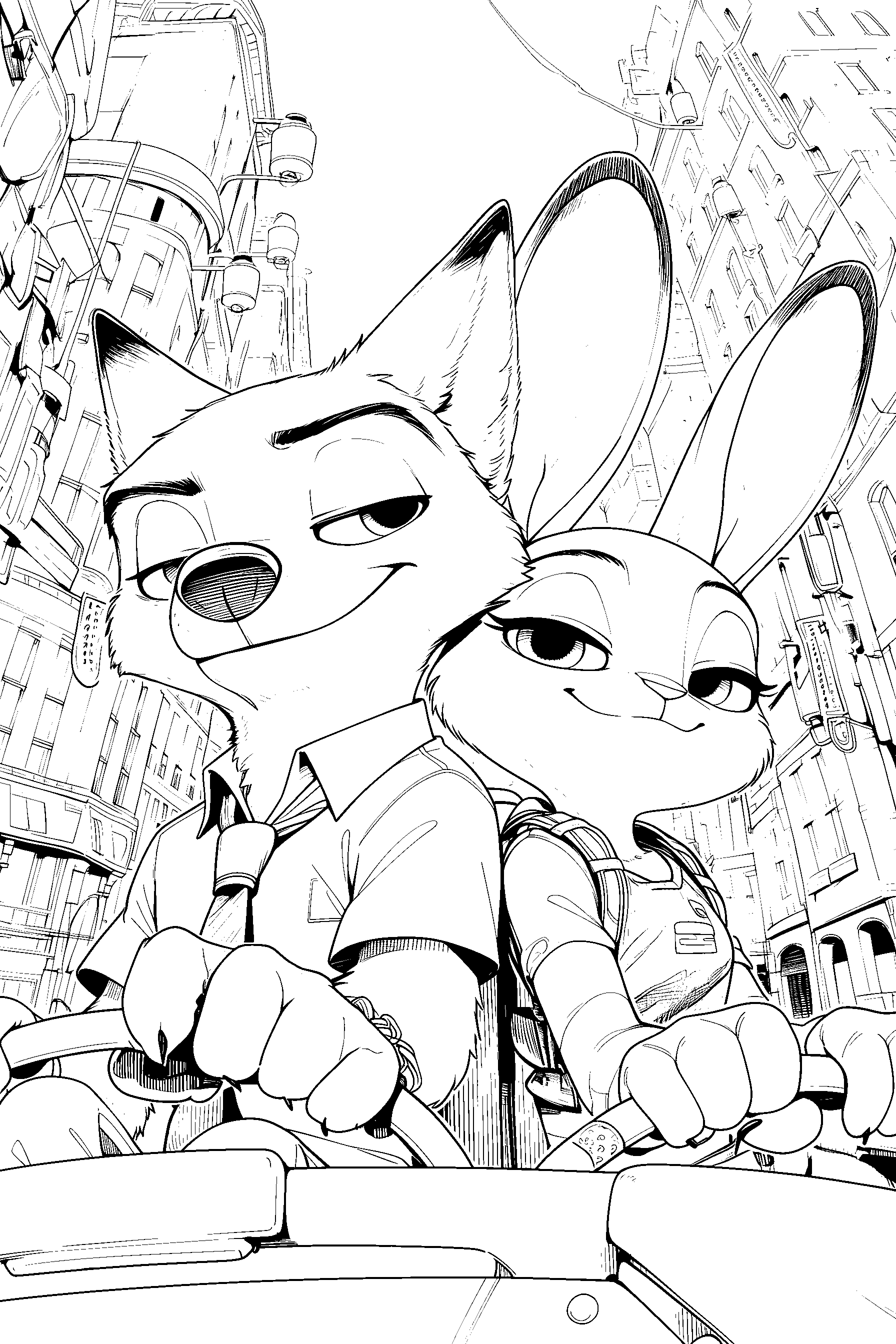 nick and judy zootopia city cruise line art