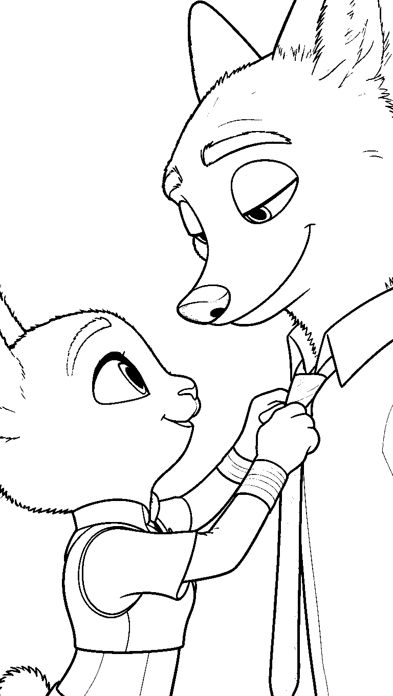 nick and judy zootopia tie coloring