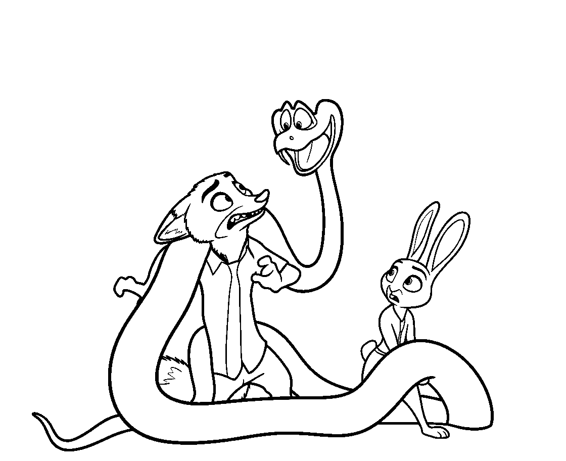 nick judy gary snake zootopia coloring