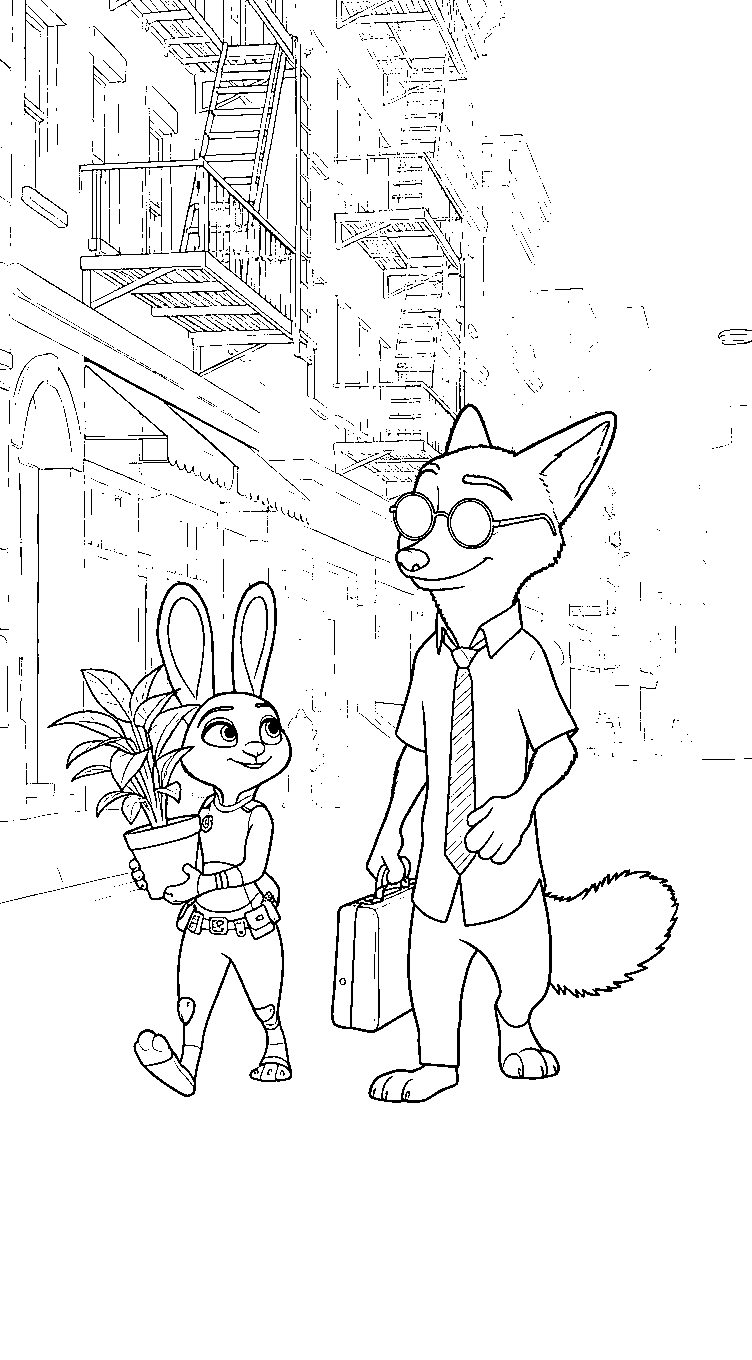 nick judy zootopia city walk coloring