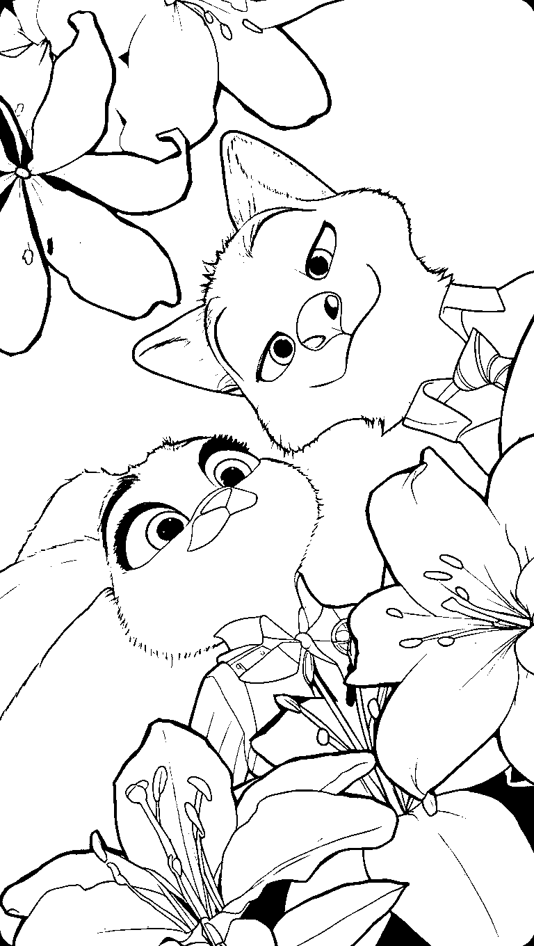 nick judy zootopia flowers coloring