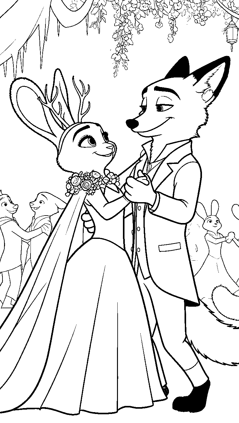 nick judy zootopia wedding dance coloring