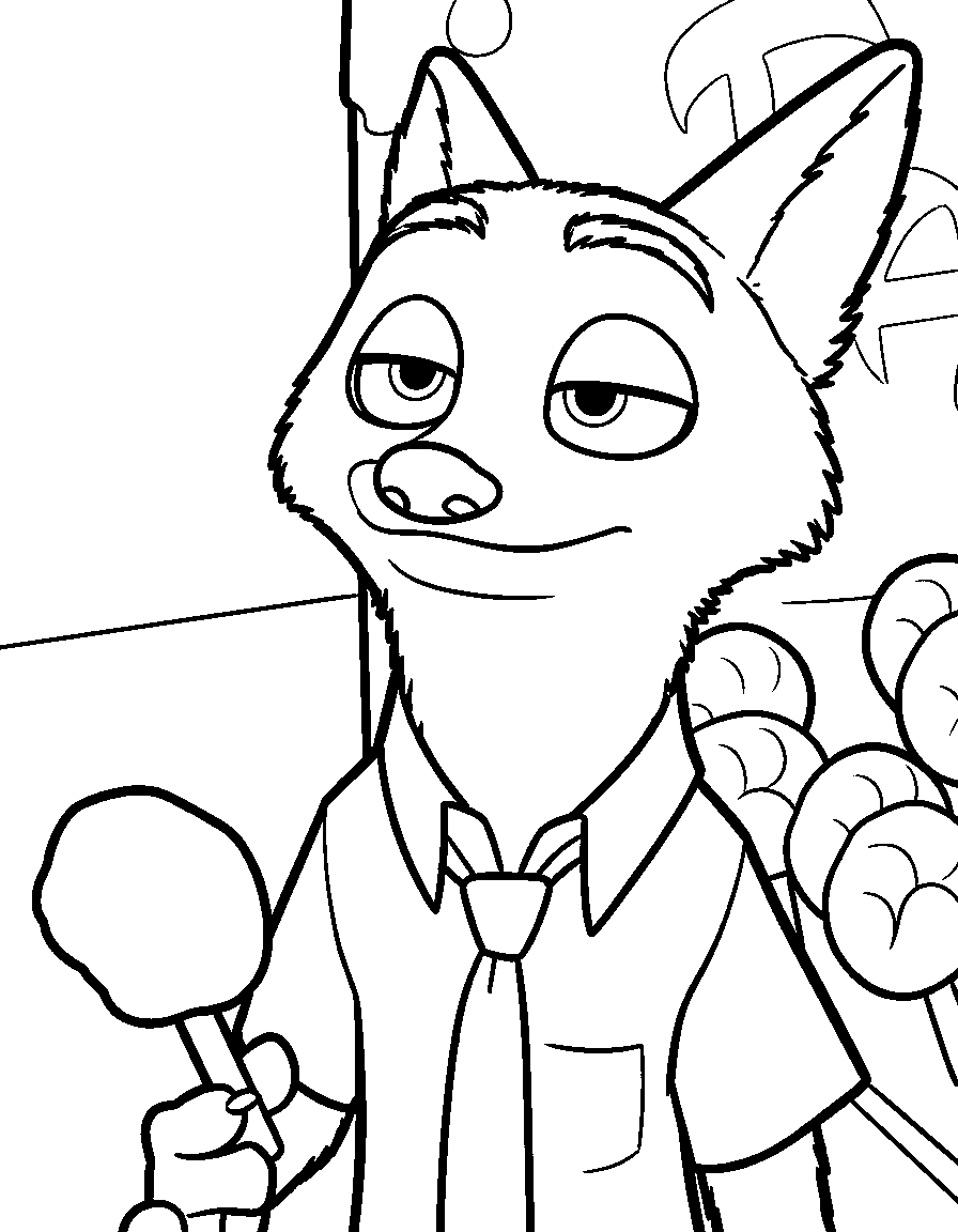 nick wilde cotton candy line art