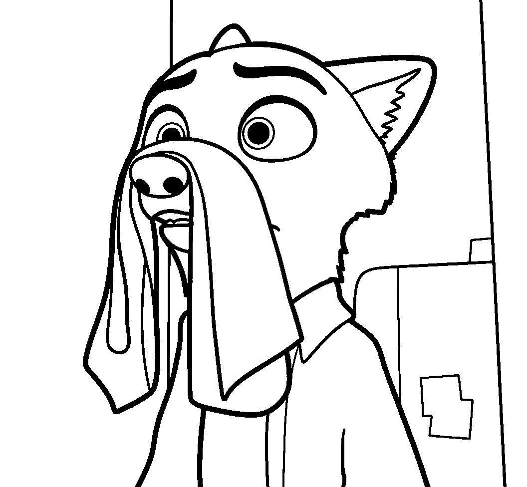 nick wilde funny confused face line art
