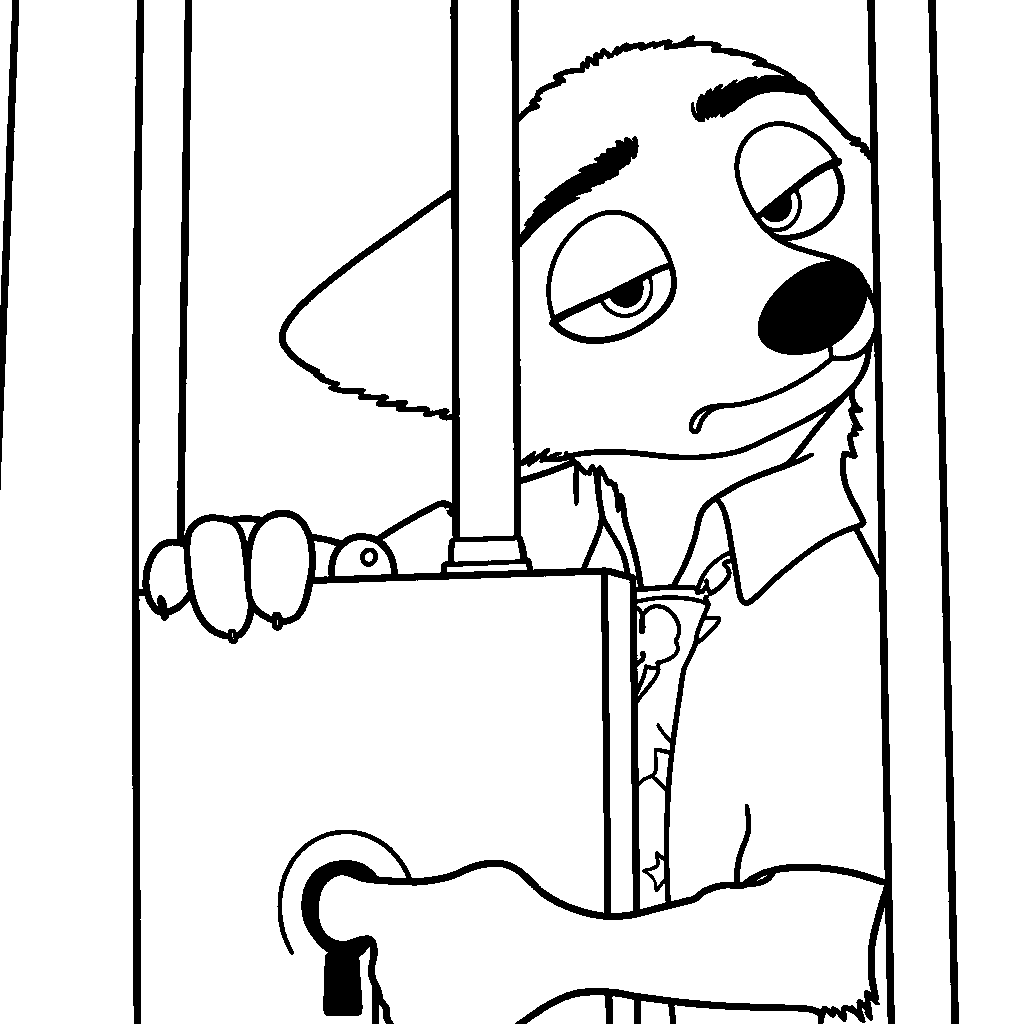 nick wilde jail prison line art