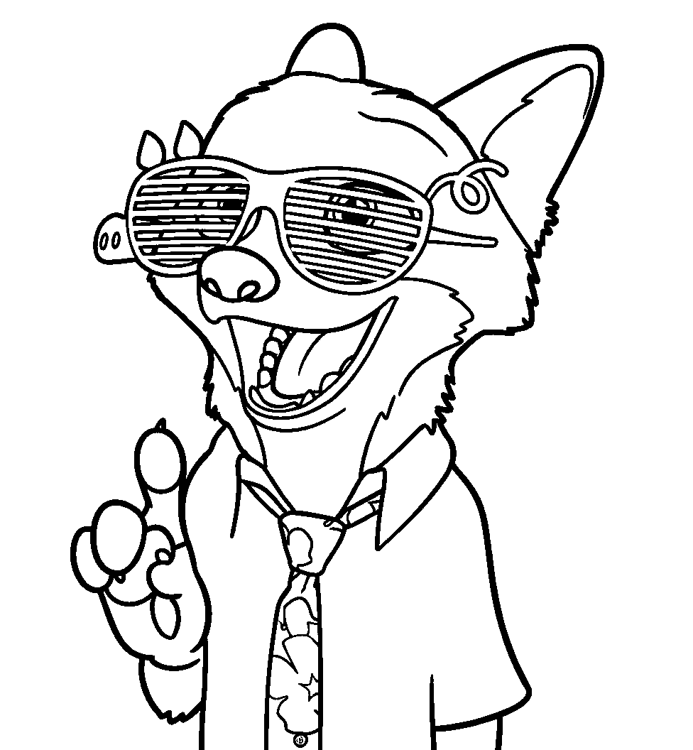 nick wilde party style line art