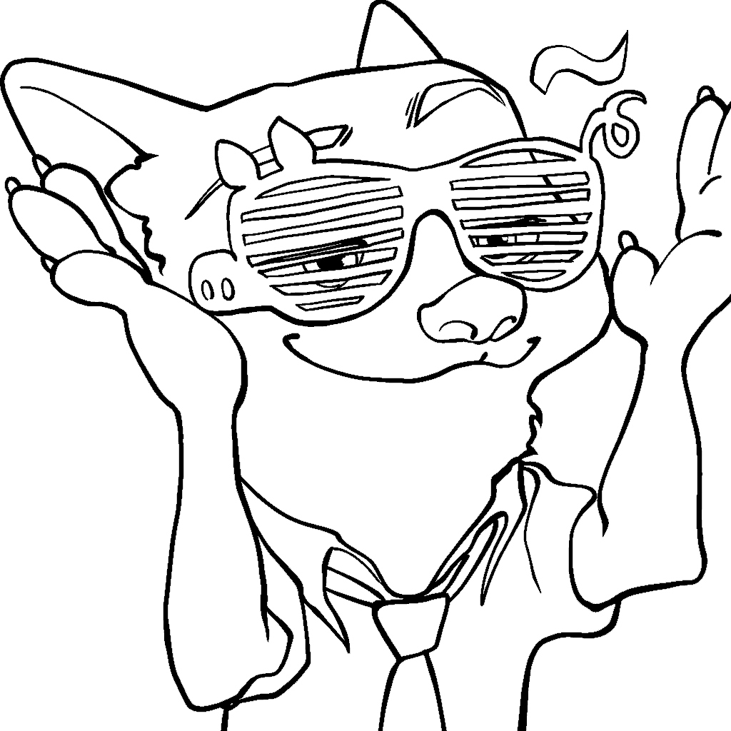 nick wilde shutter shades party zootopia line art