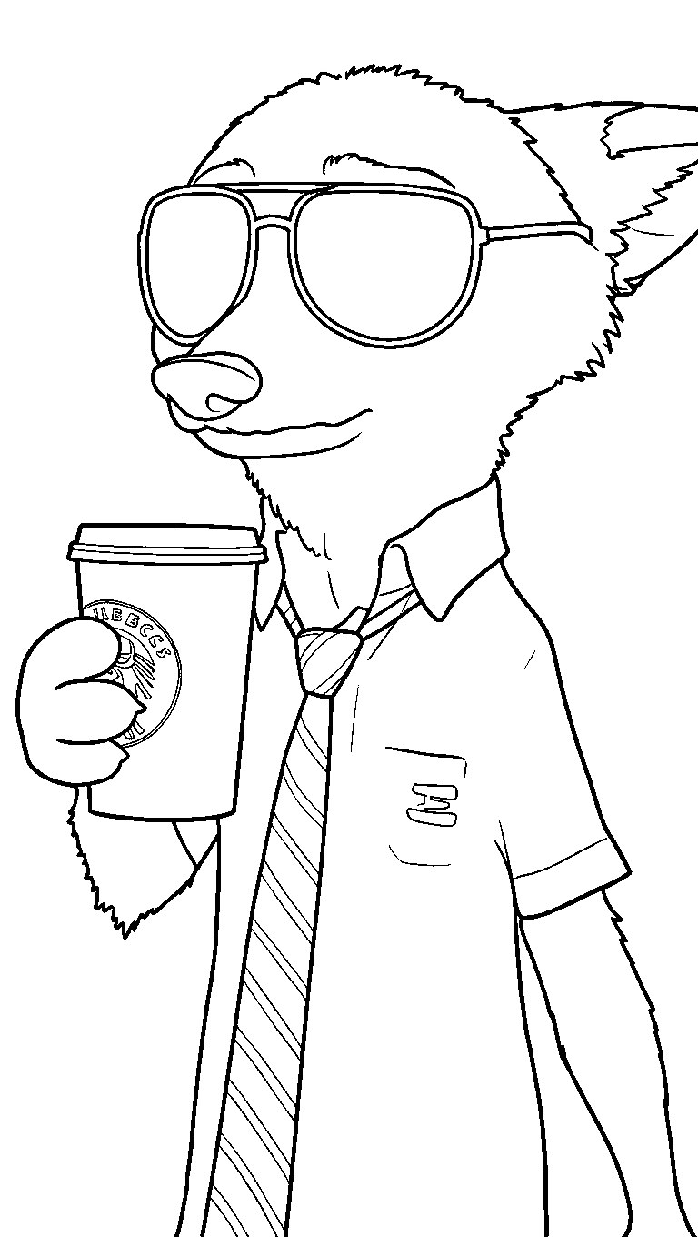 nick wilde sunglasses coffee line art