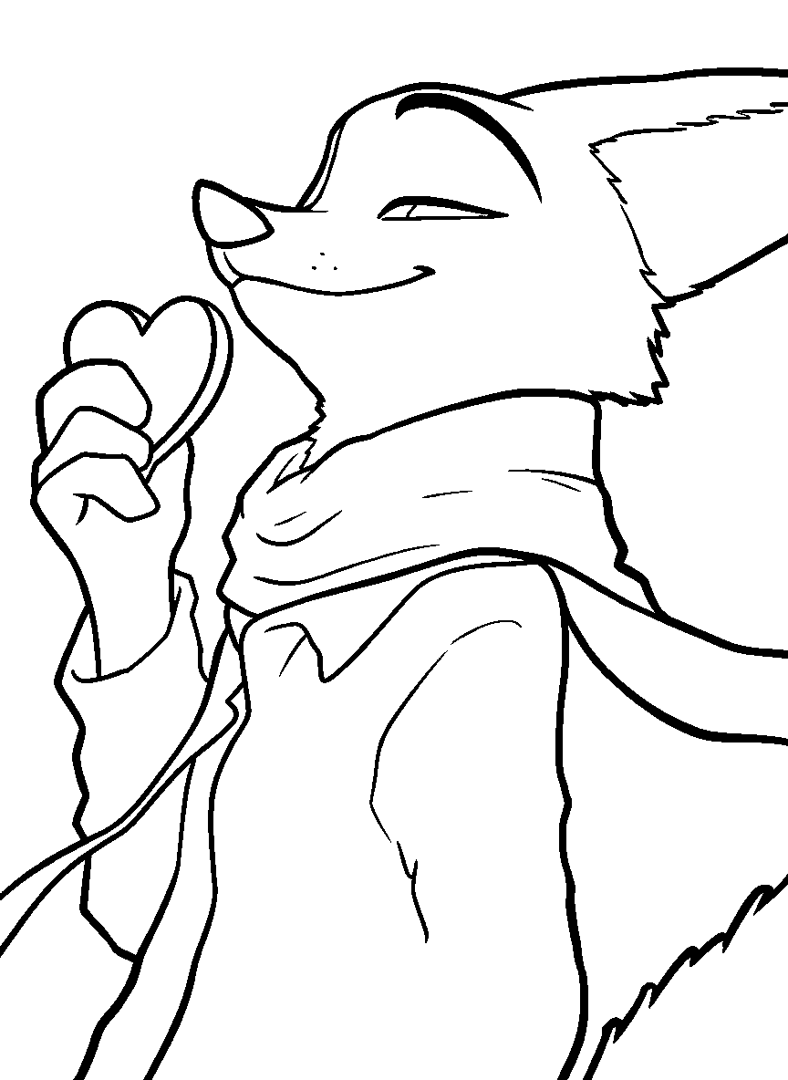 nick wilde valentine heart coloring