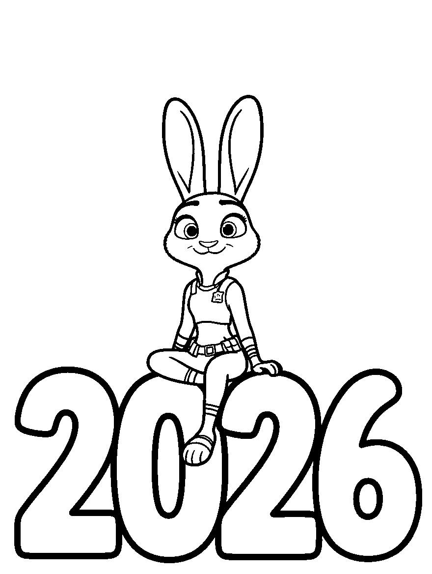 officer judy hopps new year 2026 line art