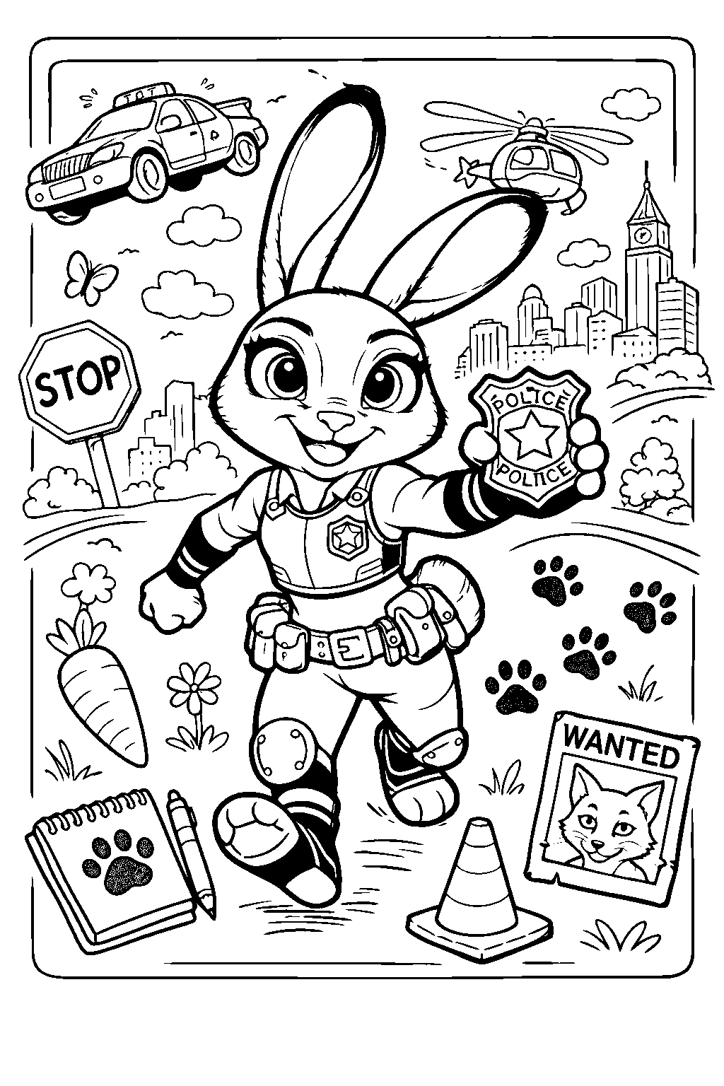 officer judy hopps police badge line art