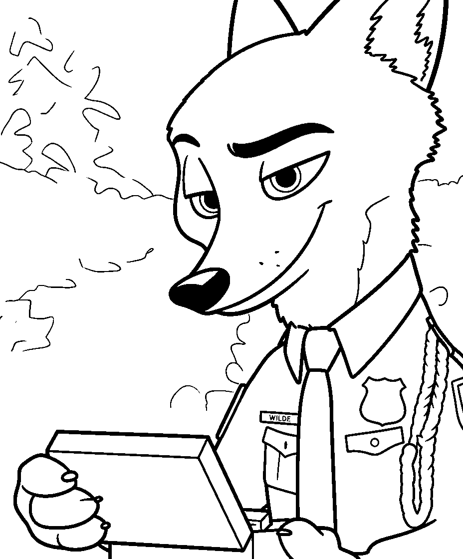 officer nick wilde zpd patrol line art