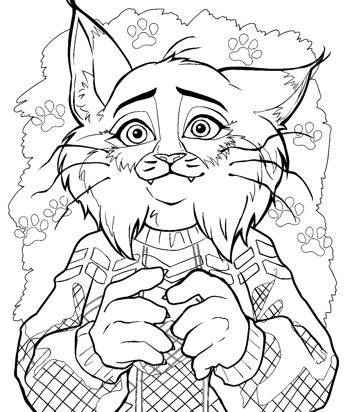 pawbert lynxley in cozy sweater zootopia line art