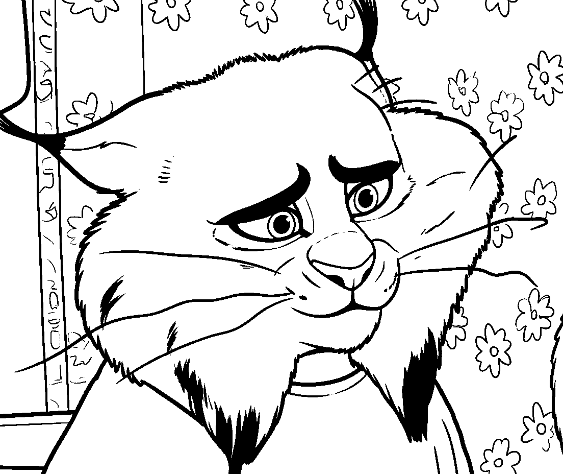 sad lynx portrait zootopia line art