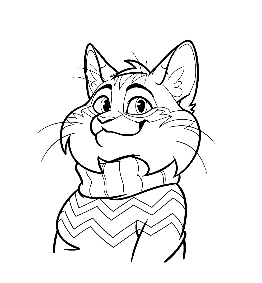 smiling pawbert lynxley portrait zootopia line art