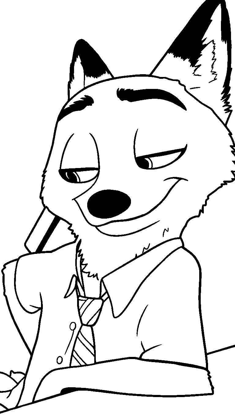smirking nick wilde line art