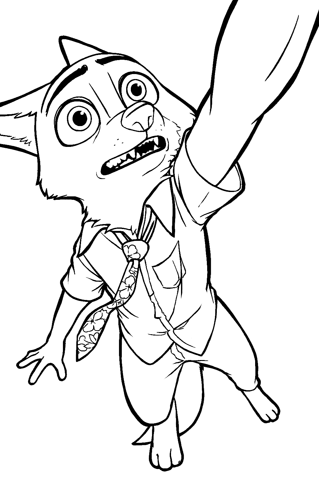 surprised nick wilde scared fall zootopia line art