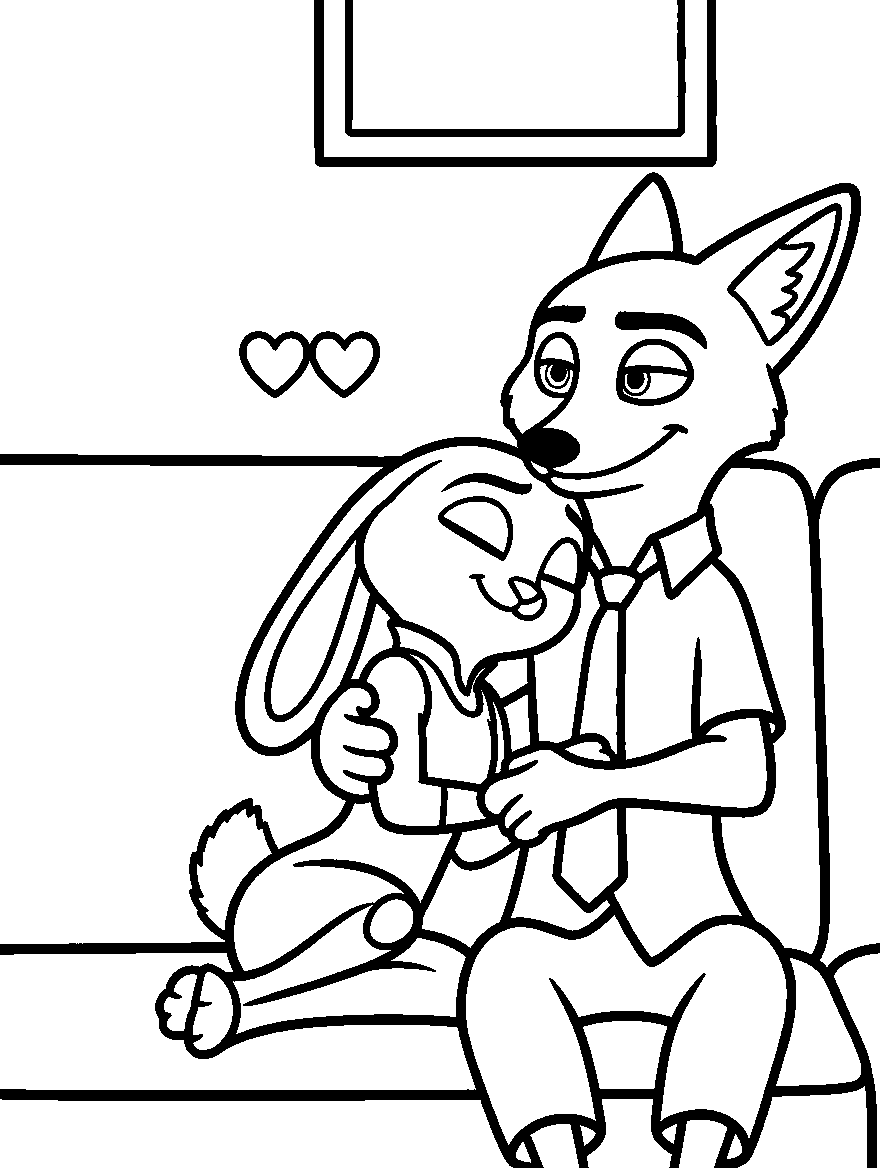 sweet nick and judy heartfelt hug line art