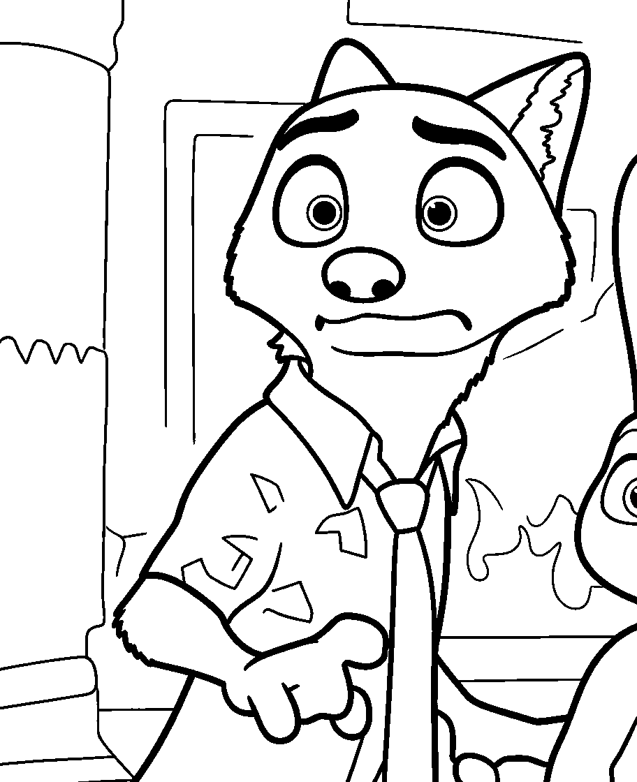 worried nick wilde zootopia expression line art
