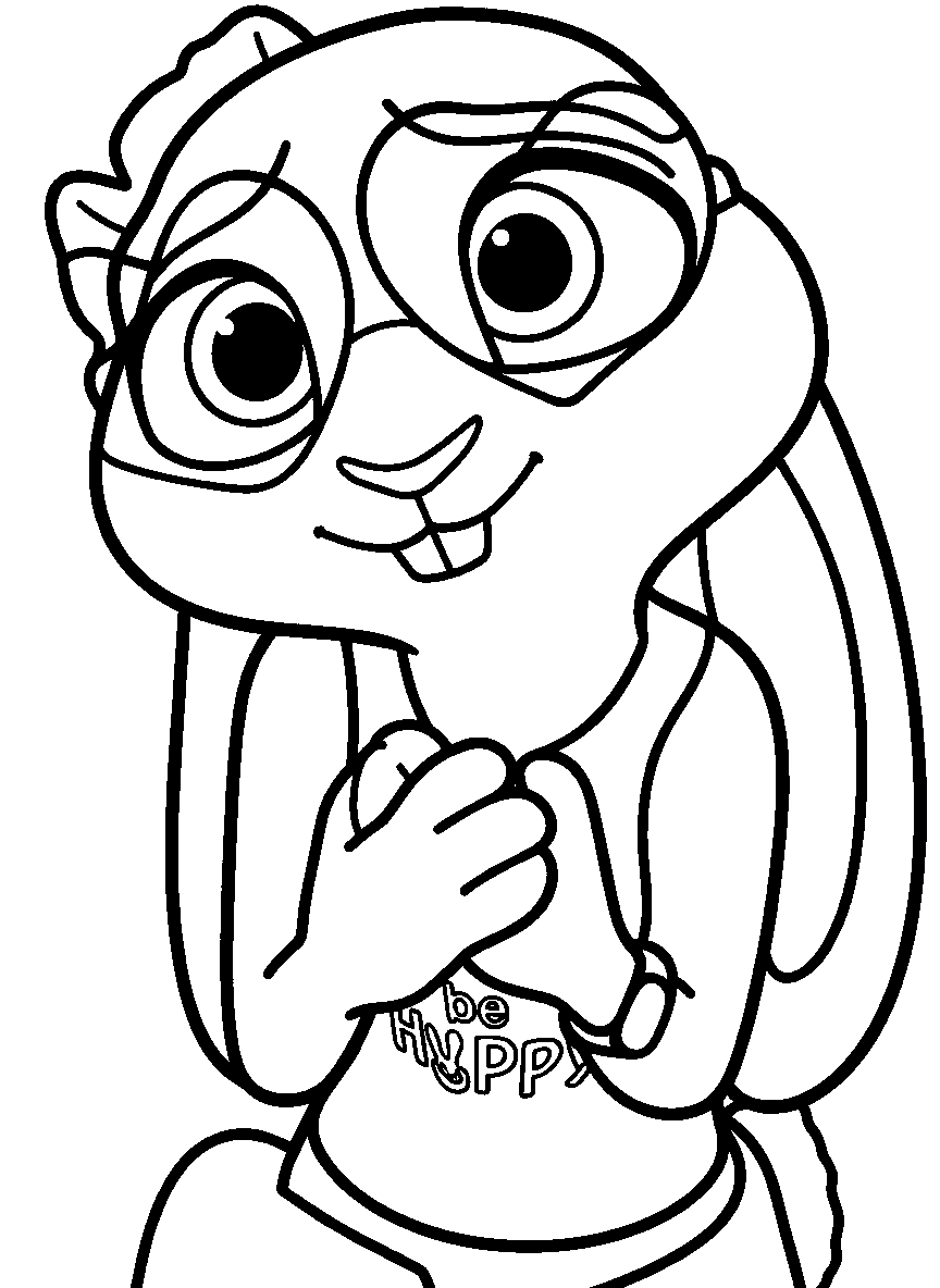 young judy hopps be happy line art