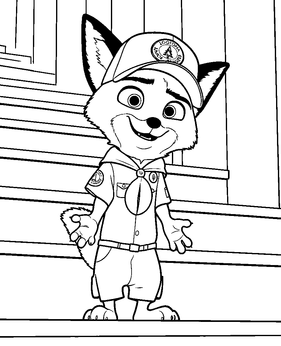 young nick wilde junior ranger line art