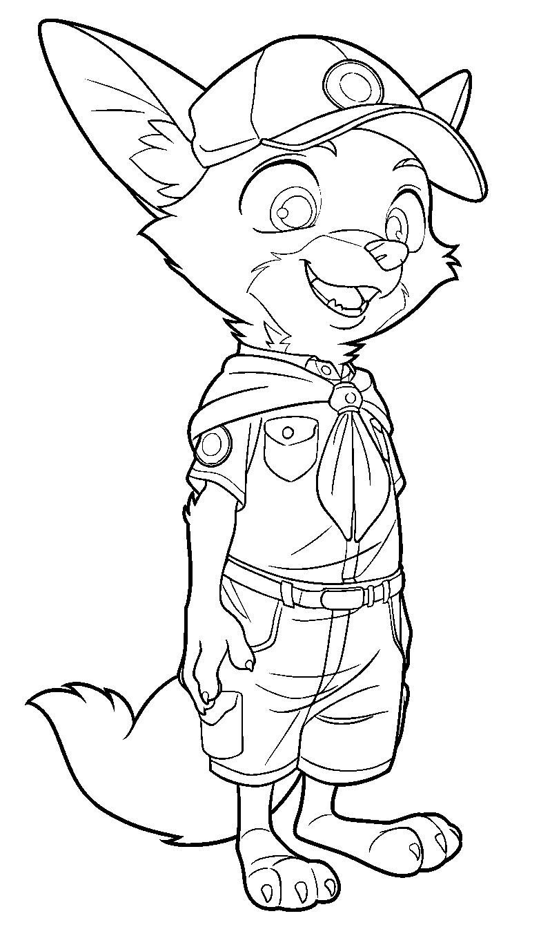 young nick wilde scout uniform line art