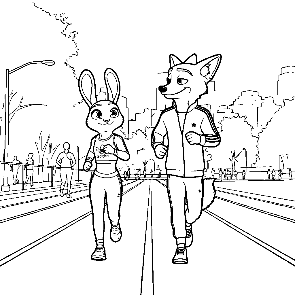 zootopia adidas jogging nick judy coloring