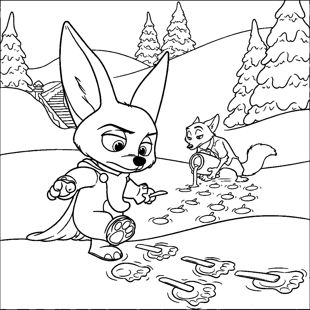 zootopia finnicks frozen fun finnick and nick winter line art