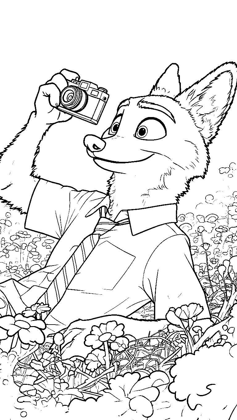 zootopia fox camera flowers