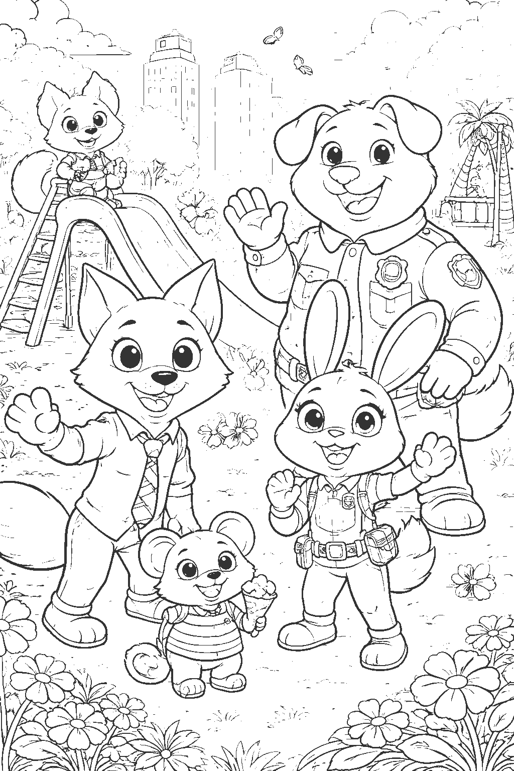 zootopia friends playground line art