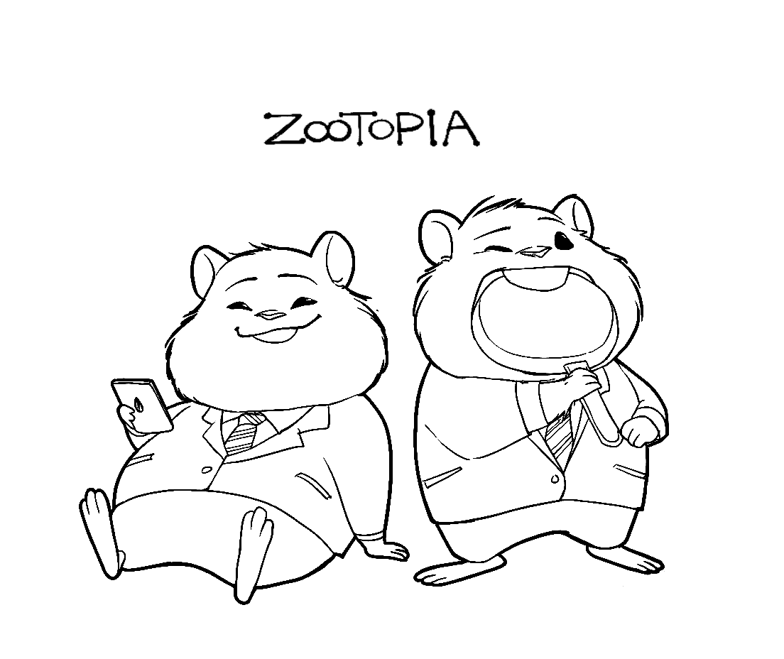 zootopia hamster businessmen snack break lemming brothers line art