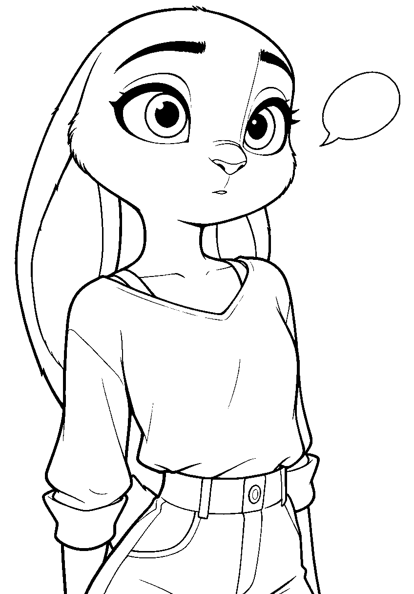zootopia judy hopps cute bunny portrait line art