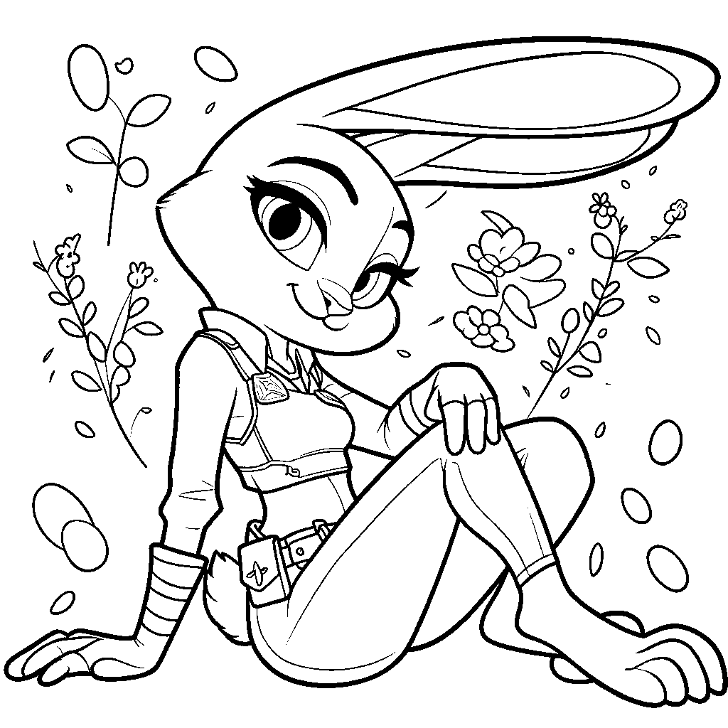zootopia judy hopps garden relaxation line art
