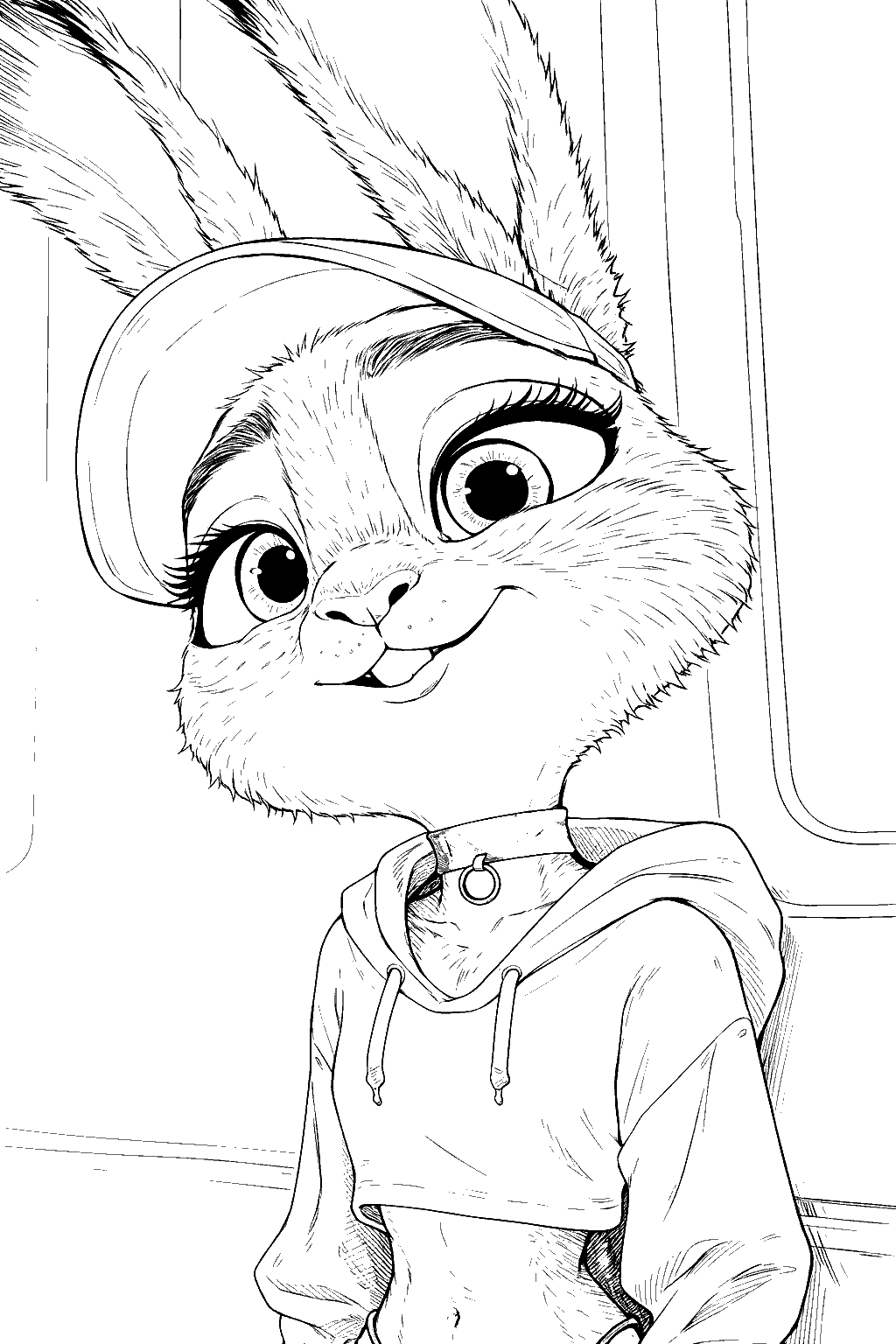 zootopia judy hopps urban style portrait line art