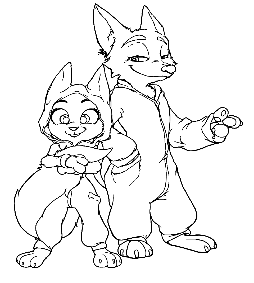 zootopia kigurumi fun nick and judy onesie party line art
