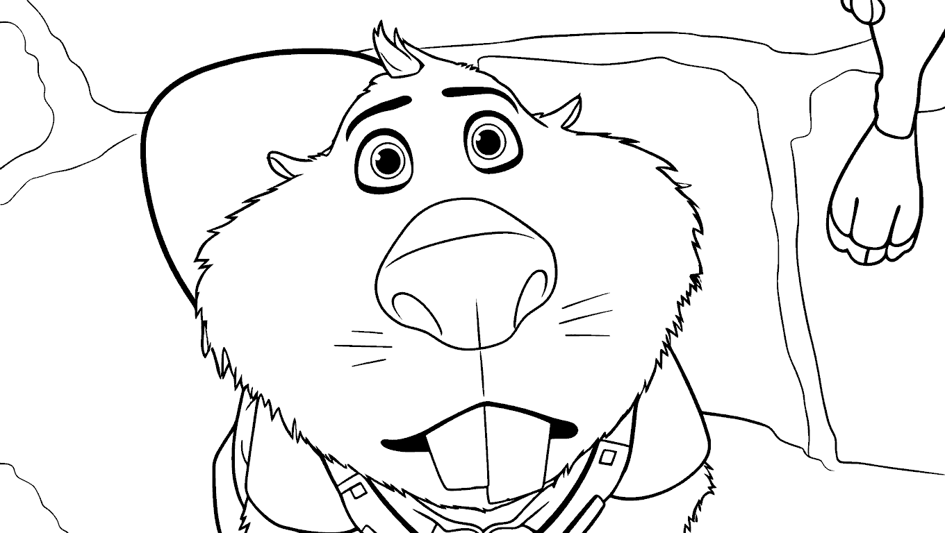 zootopia nibbles maplestick curious look cute beaver character line art