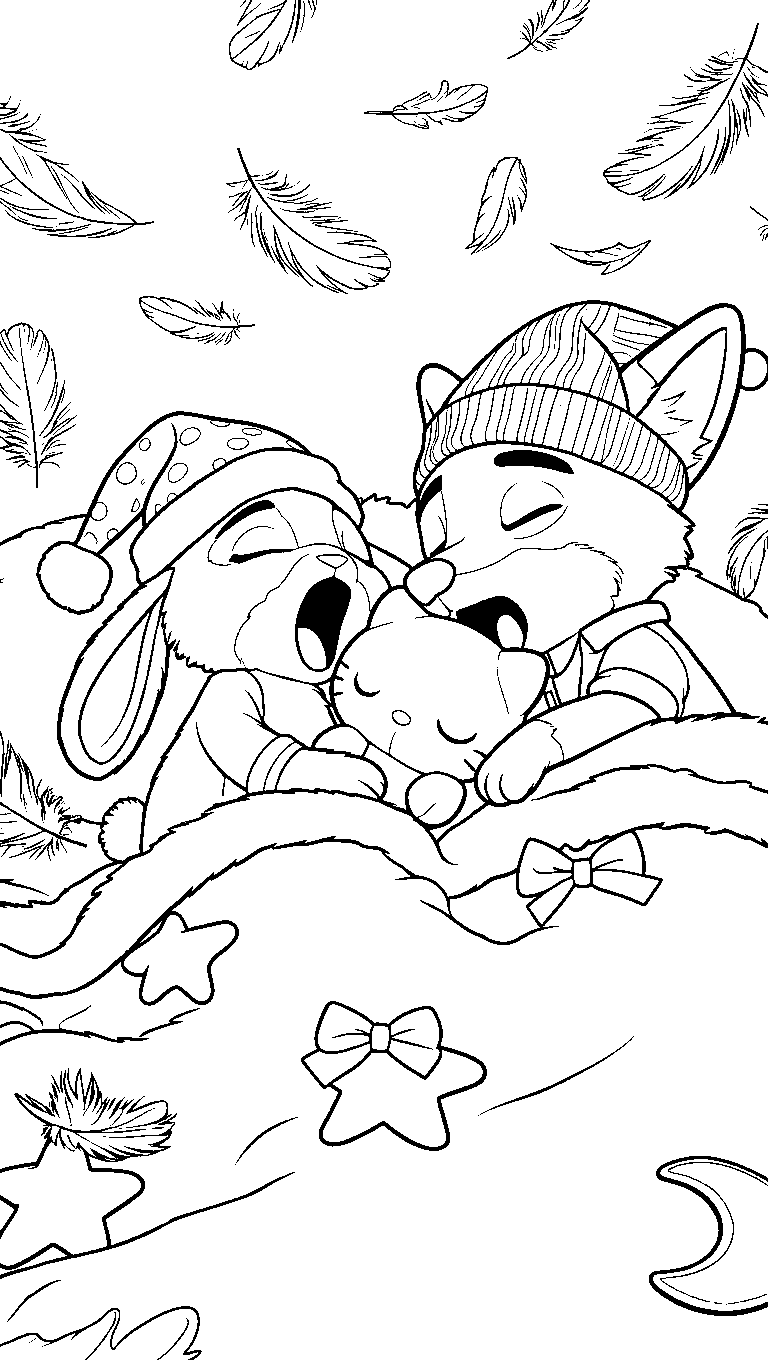 zootopia nick and judy bedtime story line art