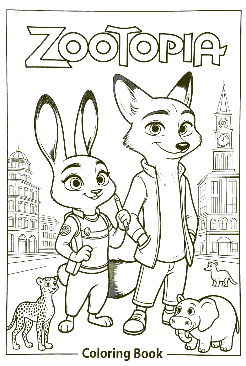zootopia nick and judy line art