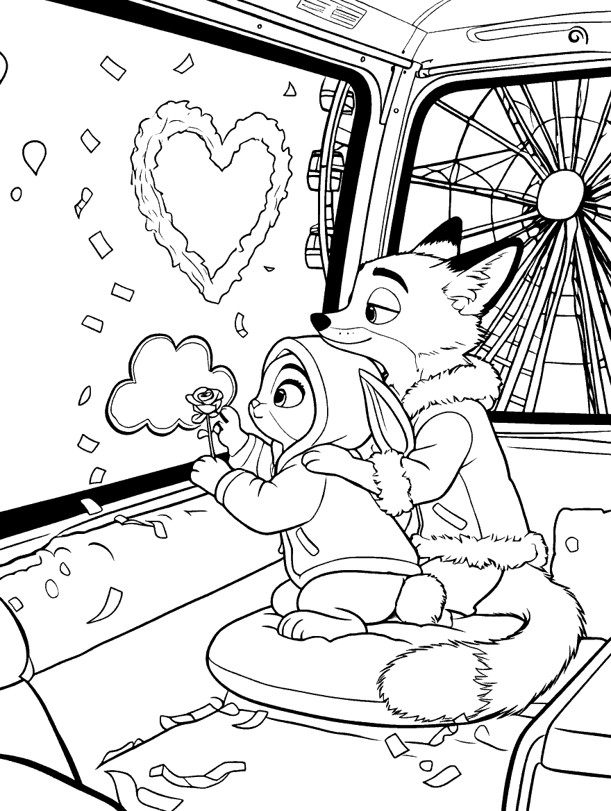 zootopia nick and judy ferris wheel date line art