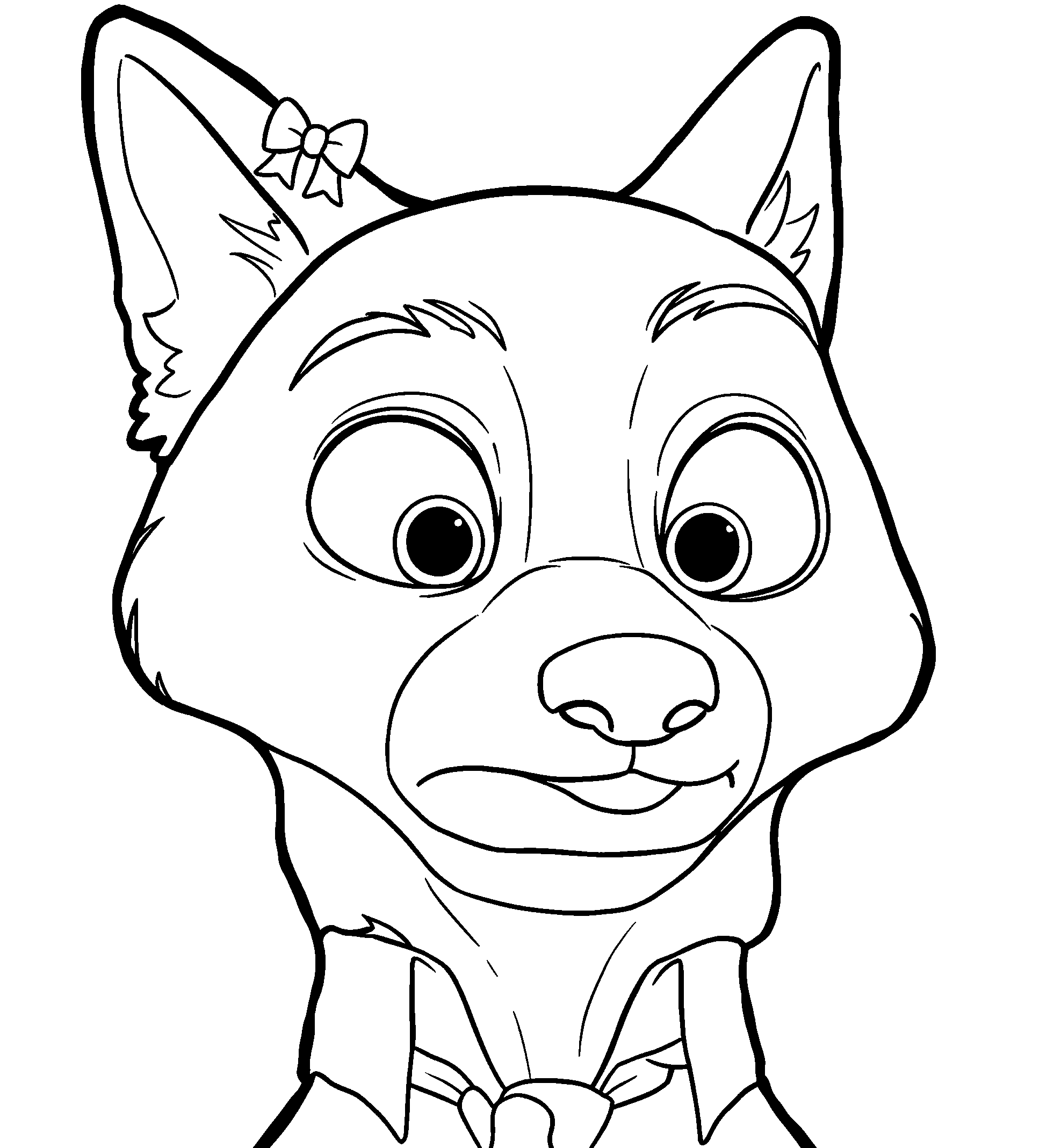 zootopia nick wilde funny face expression line art
