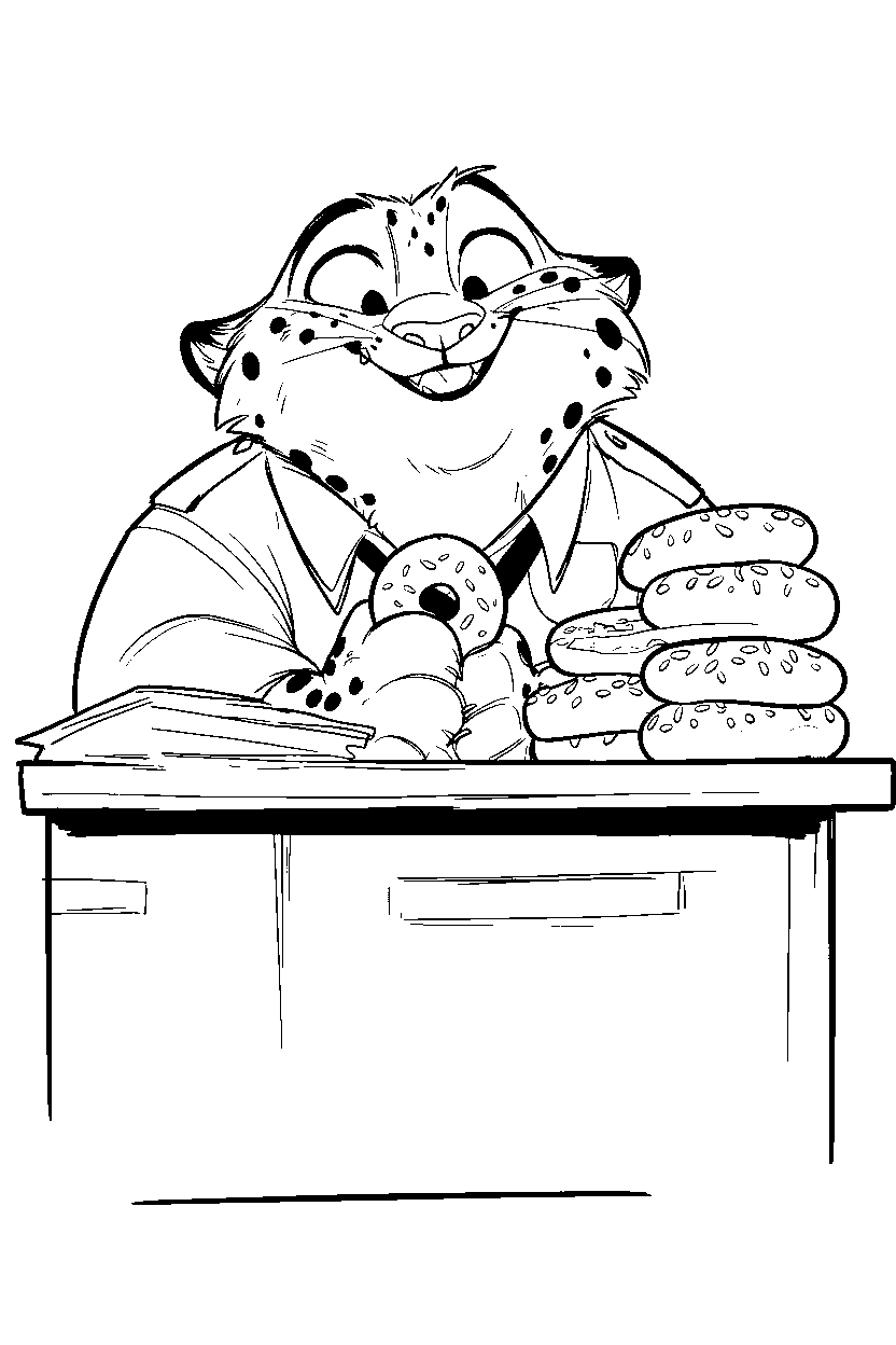 zootopia officer clawhauser and donut stack line art