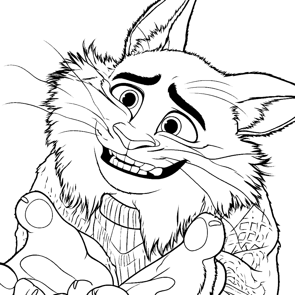 zootopia pawbert lynxley happy smile portrait line art