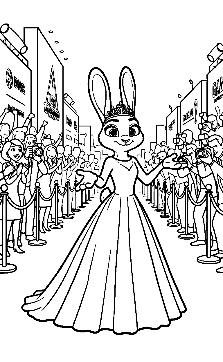 zootopia red carpet glamour judy hopps movie premiere line art