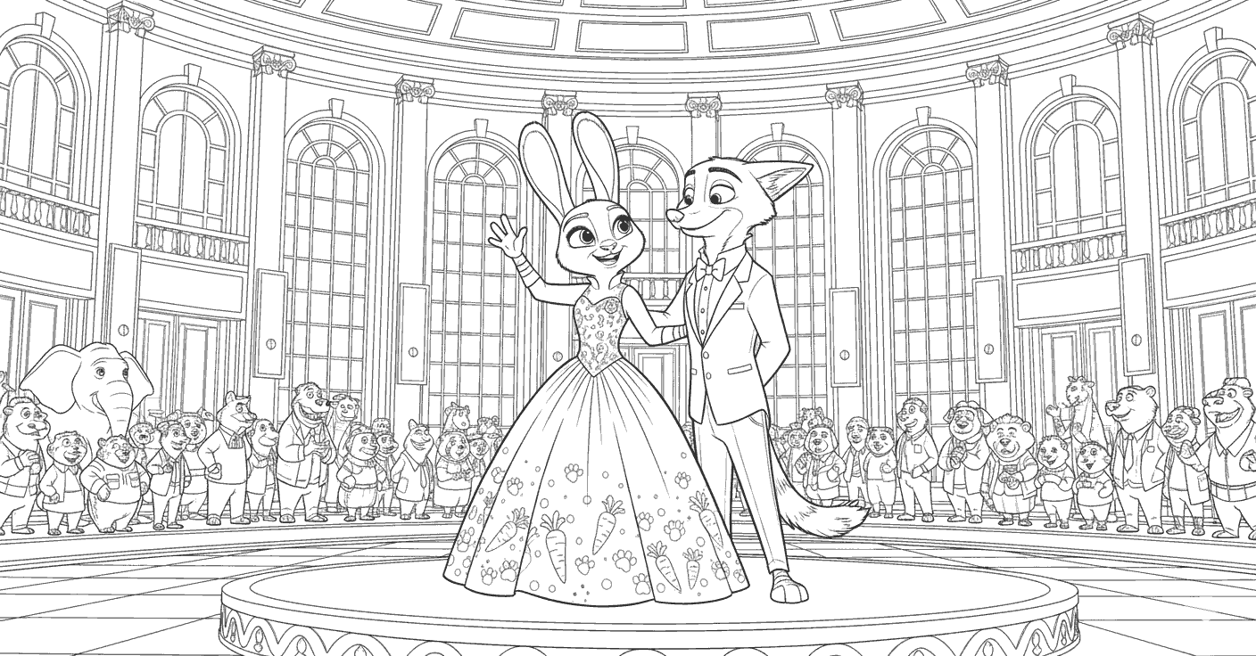 zootopia royal ball line art