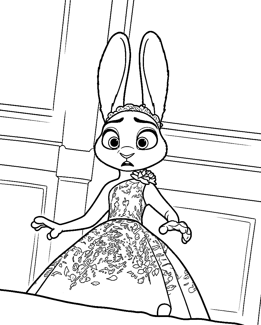 zootopia royal ball judy hopps elegant floral dress line art
