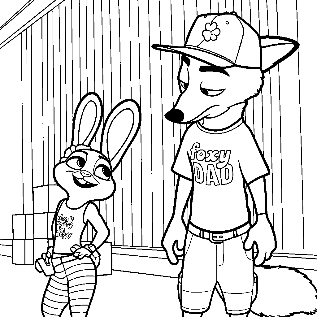 zootopia team photo nick judy and friends line art