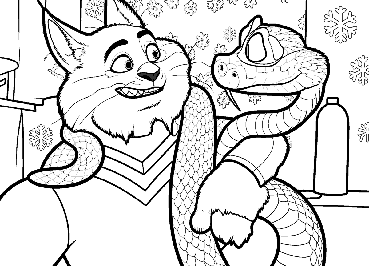zootopia winter friends gary desnake and pawbert lynxley line art